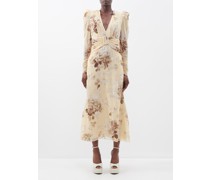 Rose-print Silk-georgette Midi Dress