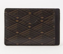 Leather-trim Coated-canvas Cardholder