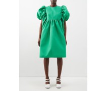 Dahlia Puff-sleeve Matelassé Midi Dress