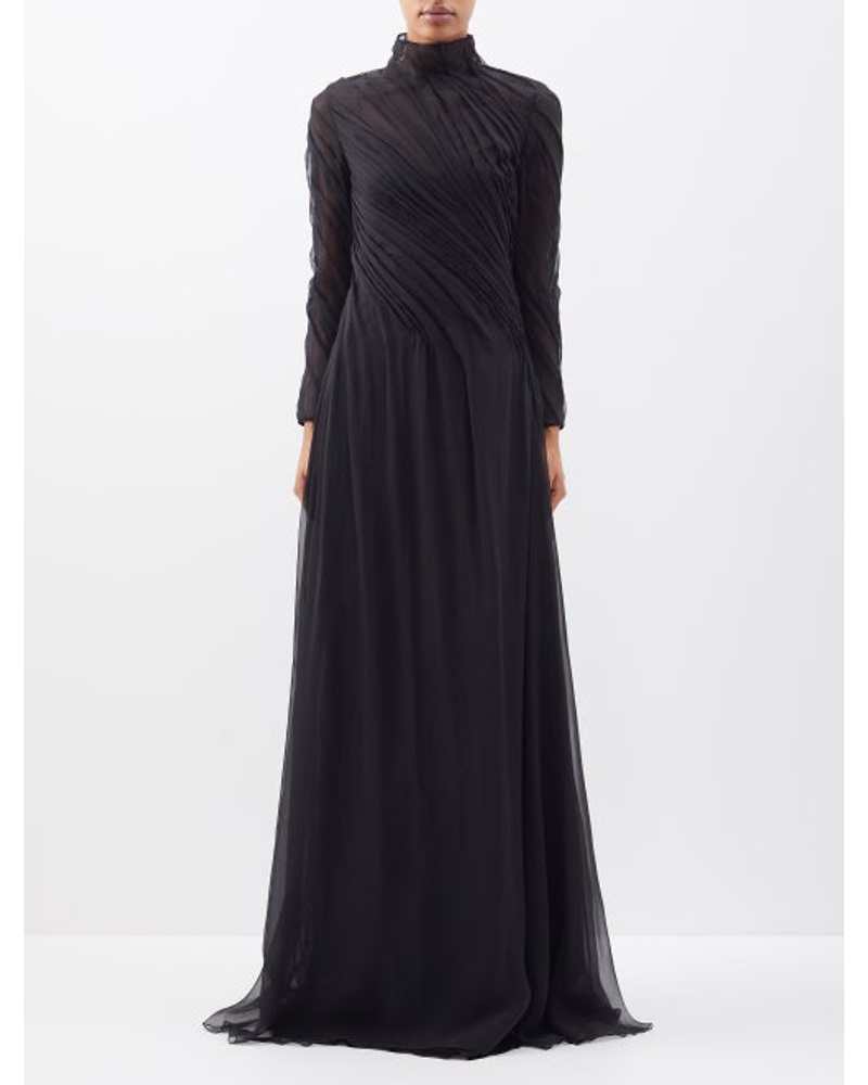 Valentino Garavani Damen High-neck Ruched Silk-chiffon Gown