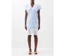 Tasselled And Embroidered Cotton Kaftan Dress