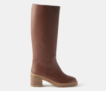 71 Block-heel Leather Knee-high Boots