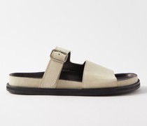 Buckle-strap Split Suede Sandals