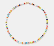 Vibrant Crystal, Bead & 14kt Gold-plated Necklace
