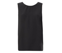 Scoop-back Split-hem Silk Top