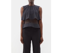 Tiered Tulle-panel Cotton Cropped Top