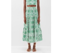 Didi Mosaic-print Cotton-lawn Midi Skirt