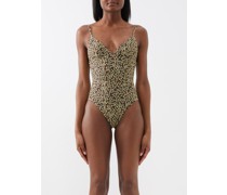 The Plunge Floral-print Recycled-fibre Swimsuit