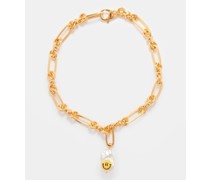 Smiley Pearl & 14kt Gold-plated Necklace