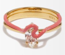 Diamond, Enamel & 18kt Gold Ring