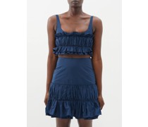 Lana Ruffled Taffeta Cropped Top