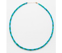 Marine Stripe Opal & 14kt Gold Necklace