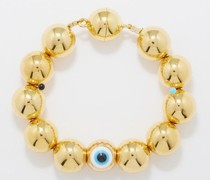 Evil Eye Ball Beads 24kt Gold-plated Bracelet