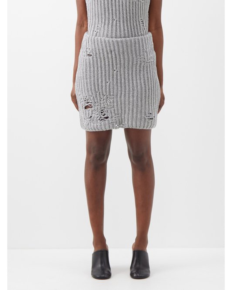 J.W.Anderson Damen Distressed Cotton-blend Mini Skirt