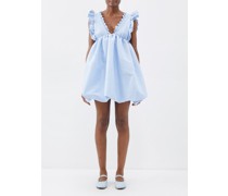 Caroline V-neck Ruffled Taffeta Mini Dress