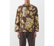 Daffodil-print Cotton-blend Habotai Shirt