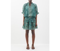 Mirrored Mosaic-print Cotton Mini Shirt Dress
