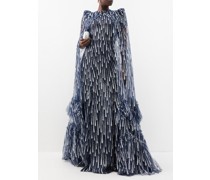 The Silver Rain Printed Ruffled Tulle Cape