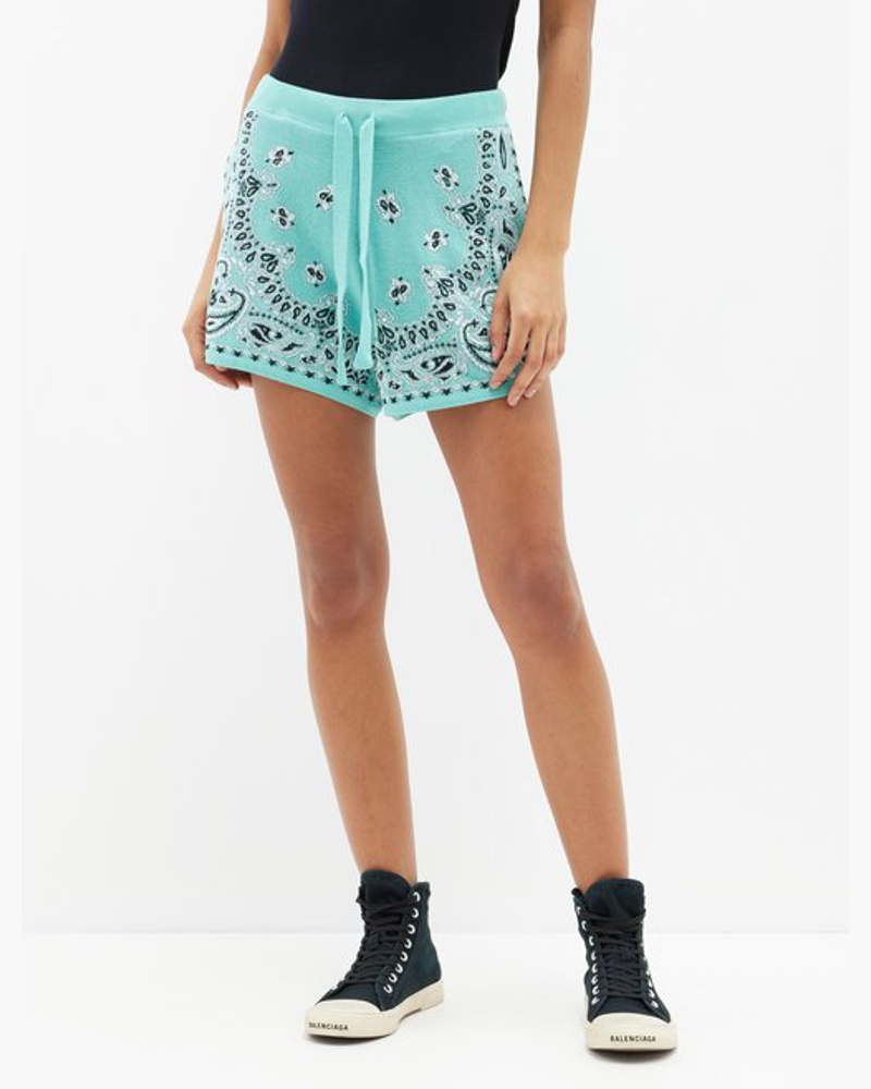 Amiri Damen Bandana-jacquard Drawstring Cotton Shorts