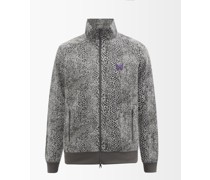 Butterfly-embroidered Snake-effect Track Jacket