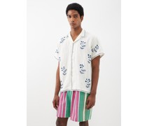 Floral-embroidered Linen Shirt