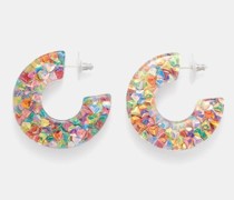 Confetti & Resin Silver-plated Hoop Earrings