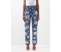 Daisy-sequinned Straight-leg Jeans