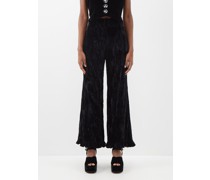 Ruffled Crushed-velvet Trousers