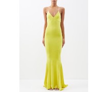 Low-back Mermaid-hem Velvet Gown