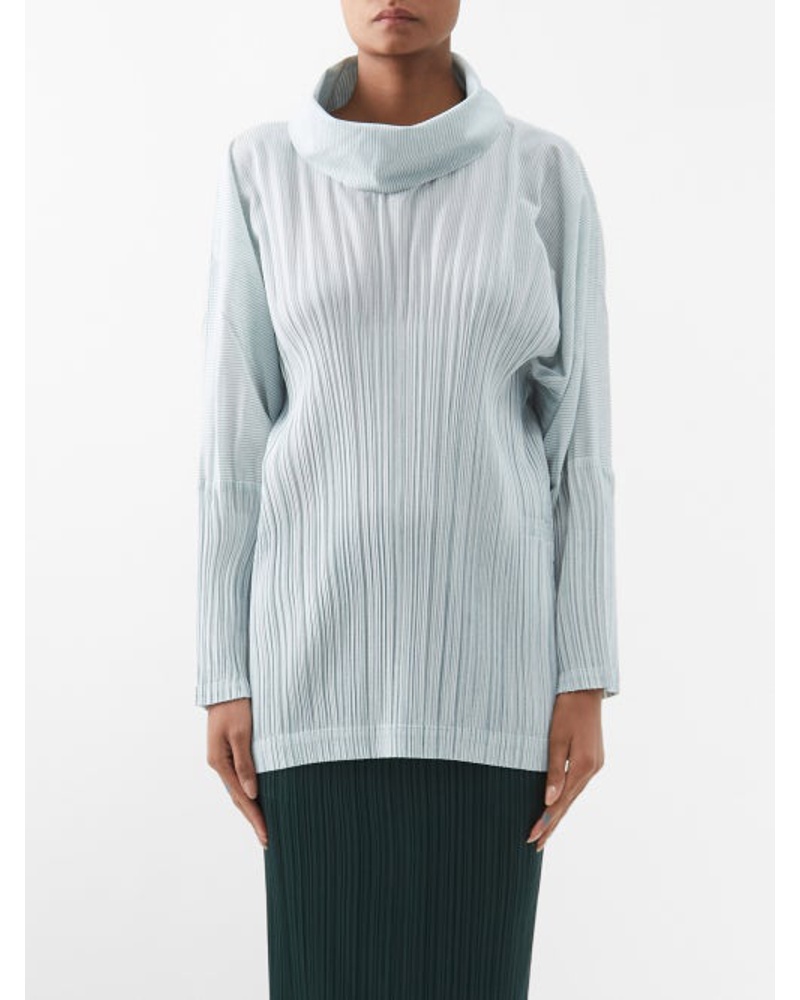 Issey Miyake Damen Roll-neck Technical-pleated Top