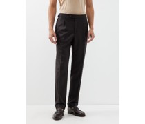 Pleated Wool-blend Suit Trousers