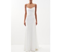 Athena Cowl-neck Silk-cady Gown