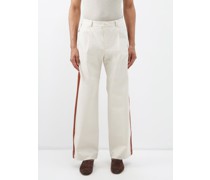 Jak Side-stripe Cotton-blend Wide-leg Trousers
