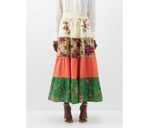 Kendima Volant Patchwork Vintage-cotton Skirt