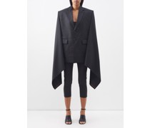 Cape-sleeve Oversized Wool Blazer