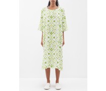 Floral-print Linen Midi Dress