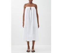 Bandeau Tie-front Organic-cotton Dress