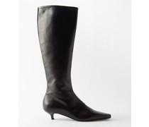 The Slim Leather And Suede Knee-high Boots