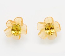Tropical Flower Opal, Heliodor & Gold Earrings