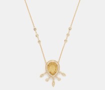 Eye Citrine, Diamond & 14kt Gold Necklace