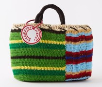 Undercover Crocheted-overlay Palm Basket Bag