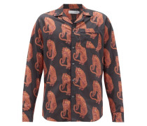Sansindo Tiger-print Cotton Pyjama Shirt