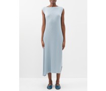 Asymmetric-hem Technical-pleated Jersey Dress