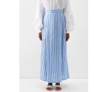 High-waist Striped Cotton Maxi Skirt