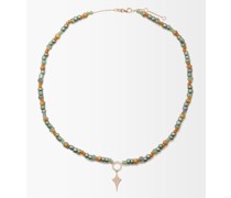 Diamond & 14kt Rose-gold Beaded Necklace