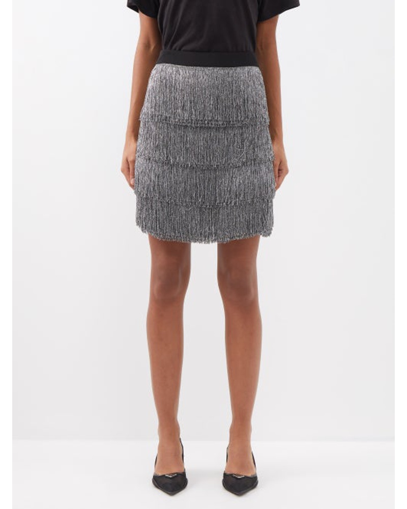 Raey Damen Metallic Fringed Mini Skirt