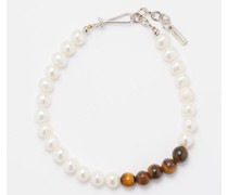 Pearl & Recycled Sterling-silver Beaded Bracelet
