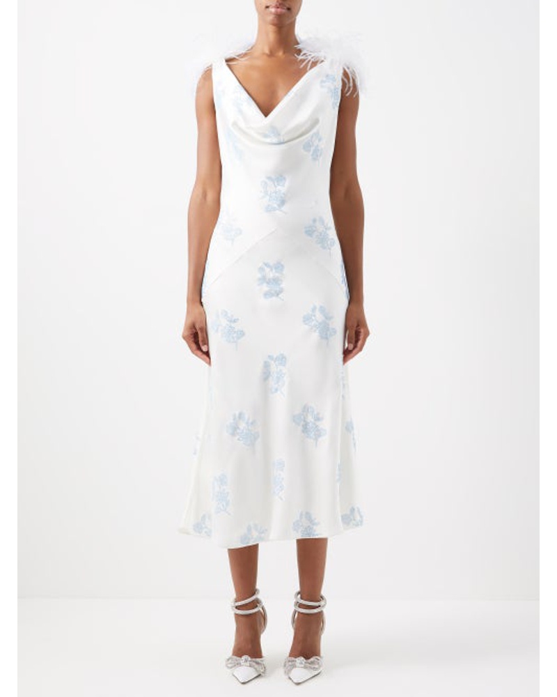 16ARLINGTON Damen Adwa Floral-crystal And Feather-trim Satin Dress