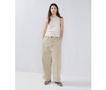 Wide-leg Organic-cotton Button-hem Chino Trousers