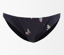 Ruched Butterfly-print Bikini Briefs
